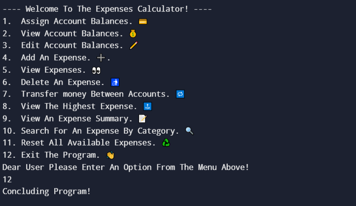 Personal Finance Manager command-line interface